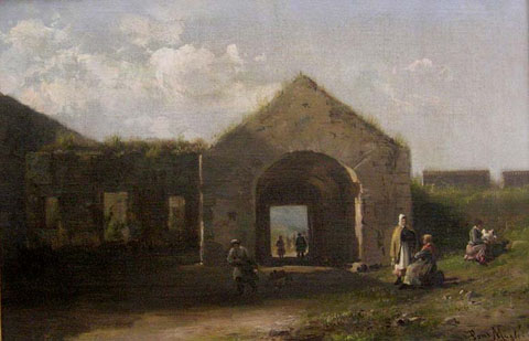 Portal de Girona. Pintura de Jaume Pons Martí. Entre 1873 i 1905