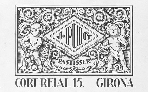 Cartell publicitari de la pastisseria J.Puig, al carrer Cort Reial nº15 de Girona. 1932