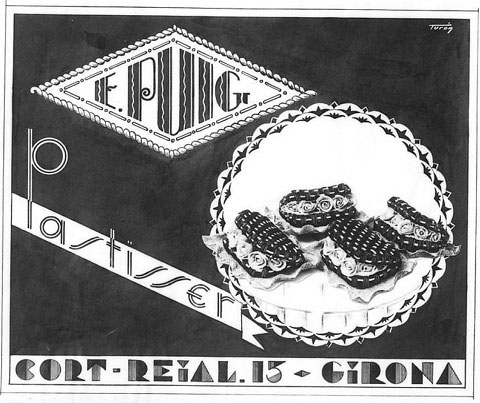 Cartell publicitari de la pastisseria 'E.Puig', al carrer Cort-Reial nº 15 de Girona. 1932