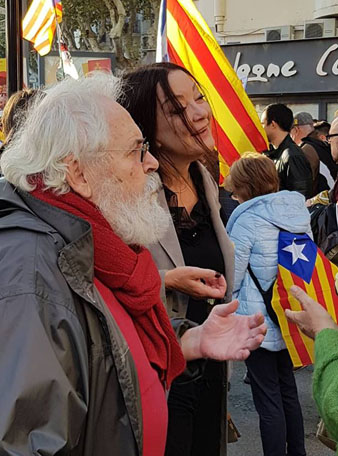 Jaume Roure i Catherine Barrère a l'inici de la manifestació