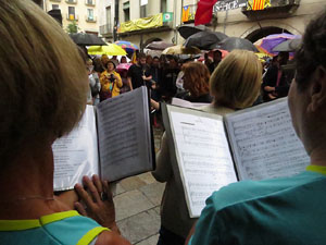 Diada Nacional 2019. Concentració a la plaça del Vi, lectura del manifest i cant de Els Segadors