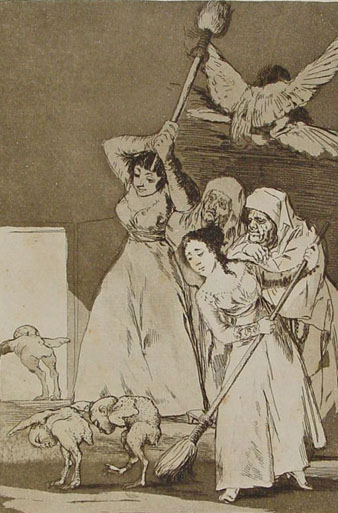 Gravat de la sèrie 'Los Caprichos' de Goya. 'Y van desplumados'. 1799