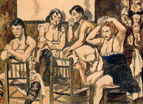Escena de burdel. Cuatro mujeres. José Gutierrez Solana