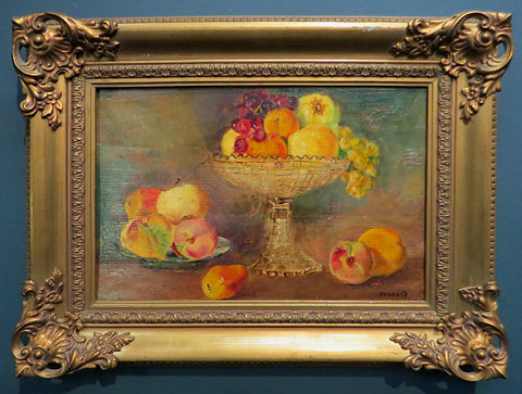 'Natura morta amb fruita', a la manera de Pierre Bonnard. Autor desconegut. Segle XX. Oli sobre fusta