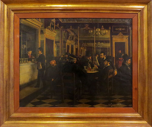 El cafè Vila de la plaça del Vi de Girona. Jaume Pons i Martí. 1877. Oli sobre tela