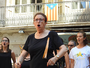 Diada Nacional 2016. Concentració a la plaça del Vi, lectura del manifest i cant de Els Segadors