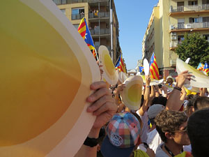 Diada Nacional 2016. Manifestació sotre el lema A punt. Endavant república catalana, a Salt