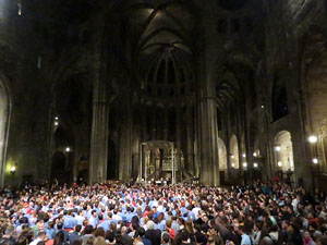 Fires 2016. Castells dins la nau gòtica de la Catedral de Girona