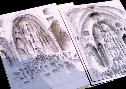 Apunts dels castells dins la nau de la Catedral, fets per Joan Escribà Serra