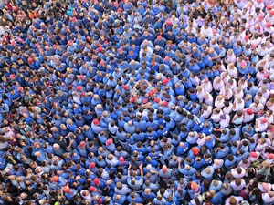 Fires 2016. La Diada Castellera a la pla&ccedil;a del Vi, amb els Marrecs de Salt, els Capgrossos de Matar&oacute; i els Minyons de Terrassa