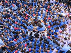 Fires 2016. La Diada Castellera a la pla&ccedil;a del Vi, amb els Marrecs de Salt, els Capgrossos de Matar&oacute; i els Minyons de Terrassa