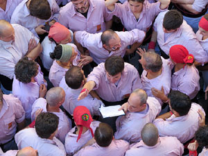 Fires 2016. La Diada Castellera a la pla&ccedil;a del Vi, amb els Marrecs de Salt, els Capgrossos de Matar&oacute; i els Minyons de Terrassa