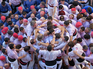 Fires 2016. La Diada Castellera a la pla&ccedil;a del Vi, amb els Marrecs de Salt, els Capgrossos de Matar&oacute; i els Minyons de Terrassa