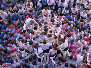 Fires 2016. La Diada Castellera a la pla&ccedil;a del Vi, amb els Marrecs de Salt, els Capgrossos de Matar&oacute; i els Minyons de Terrassa