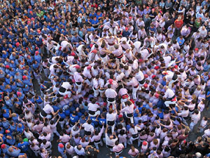 Fires 2016. La Diada Castellera a la pla&ccedil;a del Vi, amb els Marrecs de Salt, els Capgrossos de Matar&oacute; i els Minyons de Terrassa