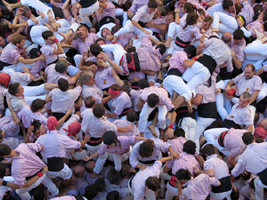 Fires 2016. La Diada Castellera a la pla&ccedil;a del Vi, amb els Marrecs de Salt, els Capgrossos de Matar&oacute; i els Minyons de Terrassa