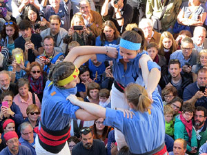 Fires 2016. La Diada Castellera a la pla&ccedil;a del Vi, amb els Marrecs de Salt, els Capgrossos de Matar&oacute; i els Minyons de Terrassa