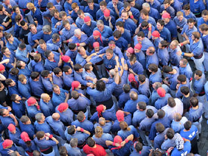 Fires 2016. La Diada Castellera a la pla&ccedil;a del Vi, amb els Marrecs de Salt, els Capgrossos de Matar&oacute; i els Minyons de Terrassa
