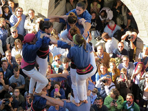 Fires 2016. La Diada Castellera a la pla&ccedil;a del Vi, amb els Marrecs de Salt, els Capgrossos de Matar&oacute; i els Minyons de Terrassa