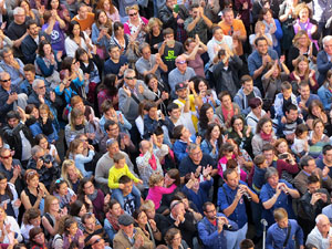 Fires 2016. La Diada Castellera a la pla&ccedil;a del Vi, amb els Marrecs de Salt, els Capgrossos de Matar&oacute; i els Minyons de Terrassa