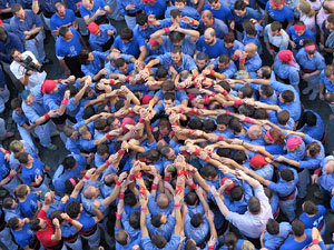 Fires 2016. La Diada Castellera a la pla&ccedil;a del Vi, amb els Marrecs de Salt, els Capgrossos de Matar&oacute; i els Minyons de Terrassa