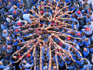 Fires 2016. La Diada Castellera a la pla&ccedil;a del Vi, amb els Marrecs de Salt, els Capgrossos de Matar&oacute; i els Minyons de Terrassa