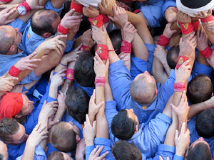 Fires 2016. La Diada Castellera a la pla&ccedil;a del Vi, amb els Marrecs de Salt, els Capgrossos de Matar&oacute; i els Minyons de Terrassa