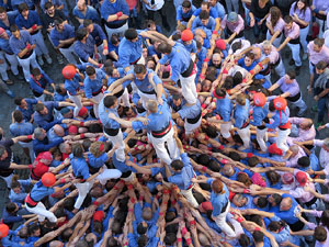 Fires 2016. La Diada Castellera a la pla&ccedil;a del Vi, amb els Marrecs de Salt, els Capgrossos de Matar&oacute; i els Minyons de Terrassa