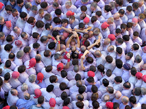 Fires 2016. La Diada Castellera a la pla&ccedil;a del Vi, amb els Marrecs de Salt, els Capgrossos de Matar&oacute; i els Minyons de Terrassa