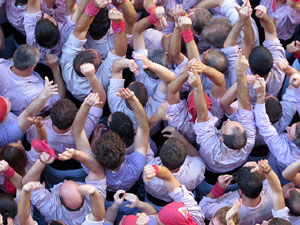 Fires 2016. La Diada Castellera a la pla&ccedil;a del Vi, amb els Marrecs de Salt, els Capgrossos de Matar&oacute; i els Minyons de Terrassa
