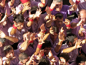 Fires 2016. La Diada Castellera a la pla&ccedil;a del Vi, amb els Marrecs de Salt, els Capgrossos de Matar&oacute; i els Minyons de Terrassa