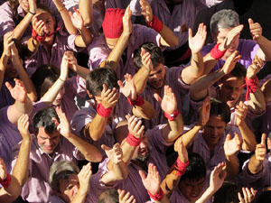 Fires 2016. La Diada Castellera a la pla&ccedil;a del Vi, amb els Marrecs de Salt, els Capgrossos de Matar&oacute; i els Minyons de Terrassa