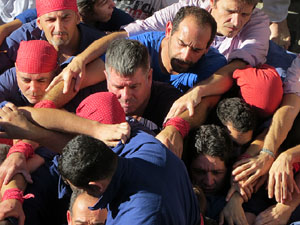 Fires 2016. La Diada Castellera a la pla&ccedil;a del Vi, amb els Marrecs de Salt, els Capgrossos de Matar&oacute; i els Minyons de Terrassa