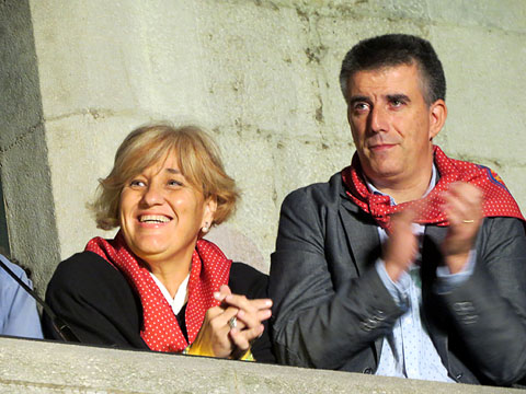 La regidora de l'Ajuntament de Girona Eva Palau i l'alcalde de Salt, Jordi Viñas, al pregó dels Marrecs