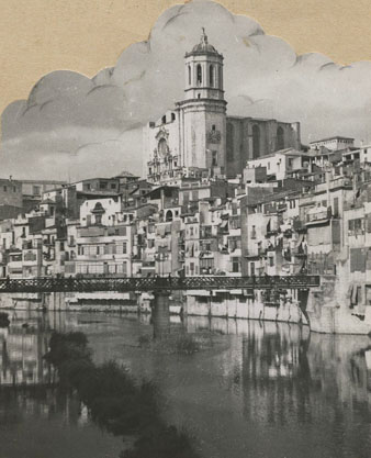 Les cases de l'Onyar i l'antic pont de Sant Agustí. 1933