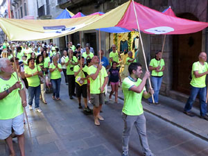 11 de setembre 2017. Assaig de la manifestació de la Diada al carrer Ciutadans i la plaça del Vi