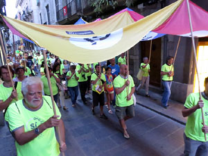 11 de setembre 2017. Assaig de la manifestació de la Diada al carrer Ciutadans i la plaça del Vi