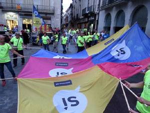 11 de setembre 2017. Assaig de la manifestació de la Diada al carrer Ciutadans i la plaça del Vi