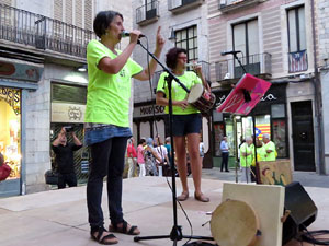 11 de setembre 2017. Assaig de la manifestació de la Diada al carrer Ciutadans i la plaça del Vi
