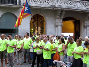 11 de setembre 2017. Assaig de la manifestació de la Diada al carrer Ciutadans i la plaça del Vi