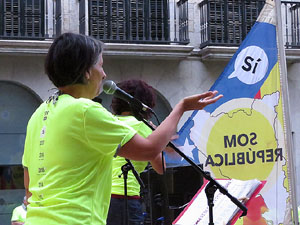 11 de setembre 2017. Assaig de la manifestació de la Diada al carrer Ciutadans i la plaça del Vi