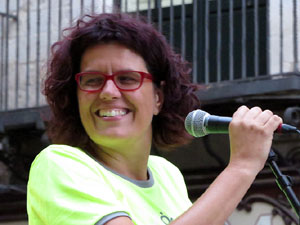 11 de setembre 2017. Assaig de la manifestació de la Diada al carrer Ciutadans i la plaça del Vi