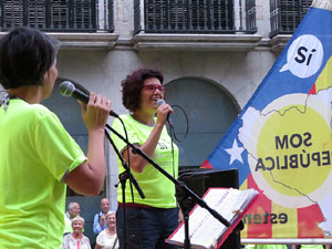 11 de setembre 2017. Assaig de la manifestació de la Diada al carrer Ciutadans i la plaça del Vi