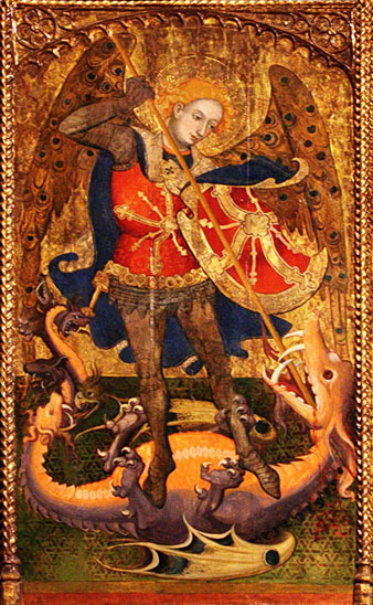 Taula central del retaule de Cruïlles, en el que s'ha basat el drac de la representació