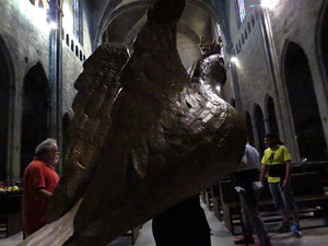 Corpus 2017. Assaig del ball de l'Àliga a la nau de la Catedral de Santa Maria