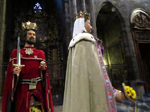 Corpus 2017. Assaig del ball de l'Àliga a la nau de la Catedral de Santa Maria