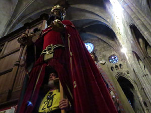 Corpus 2017. Assaig del ball de l'Àliga a la nau de la Catedral de Santa Maria