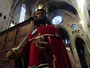 Corpus 2017. Assaig del ball de l'Àliga a la nau de la Catedral de Santa Maria