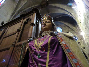 Corpus 2017. Assaig del ball de l'Àliga a la nau de la Catedral de Santa Maria
