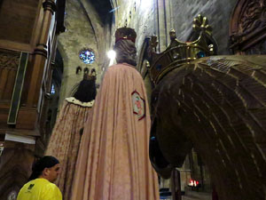 Corpus 2017. Assaig del ball de l'Àliga a la nau de la Catedral de Santa Maria